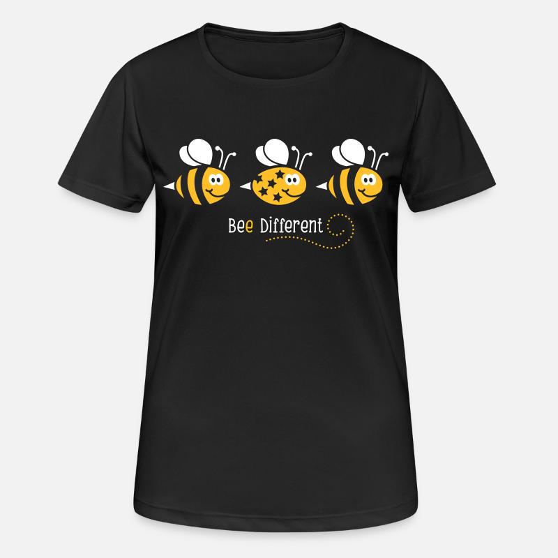 Be different - be yourself - Biene - Bee - 2C - Frauen T-Shirt atmungsaktiv - Schwarz