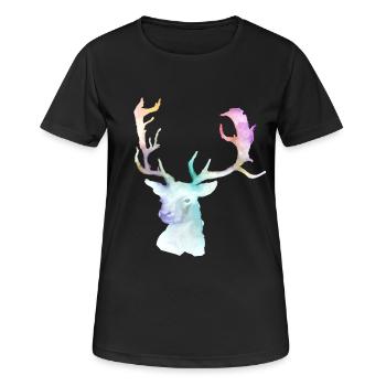 Hirsch - Frauen T-Shirt atmungsaktiv - Schwarz - Vorne - AI Model Female 172 light (172cm)