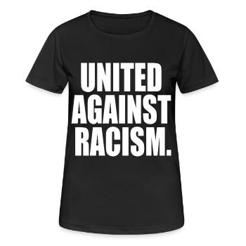 United against racism - T-shirt respirant Femme - noir - Devant - AI Model Female 172 light (172cm)