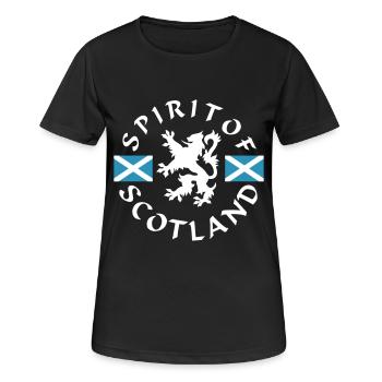 Spirit-of-Scotland - Frauen T-Shirt atmungsaktiv - Schwarz - Vorne - AI Model Female 172 light (172cm)