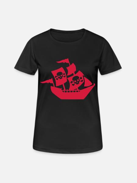 Pirat - Frauen T-Shirt atmungsaktiv - Schwarz