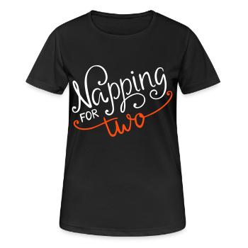 Schlafen Napping Zwei Two Schwangerschaft - Frauen T-Shirt atmungsaktiv - Schwarz - Vorne - AI Model Female 172 light (172cm)