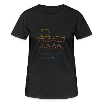 Alle in einem Boot - Frauen T-Shirt atmungsaktiv - Schwarz - Vorne - AI Model Female 172 light (172cm)
