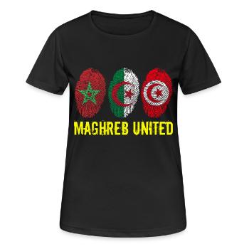 MAGHREB UNITED المغرب - T-shirt respirant Femme - noir - Devant - AI Model Female 172 light (172cm)