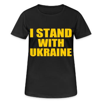 I stand with ukraine - Frauen T-Shirt atmungsaktiv - Schwarz - Vorne - AI Model Female 172 light (172cm)