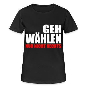 Geh wählen - Frauen T-Shirt atmungsaktiv - Schwarz - Vorne - AI Model Female 172 light (172cm)