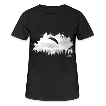 Paragliding - Frauen T-Shirt atmungsaktiv - Schwarz - Vorne - AI Model Female 172 light (172cm)