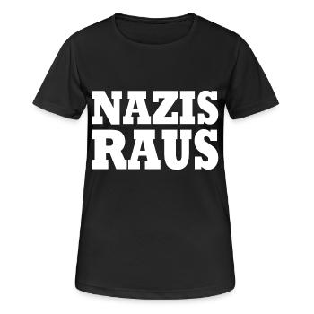 Nazis raus - Frauen T-Shirt atmungsaktiv - Schwarz - Vorne - AI Model Female 172 light (172cm)