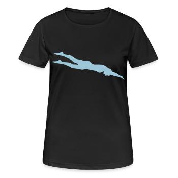 Schwimmerin, Schwimmen - Frauen T-Shirt atmungsaktiv - Schwarz - Vorne - AI Model Female 172 light (172cm)