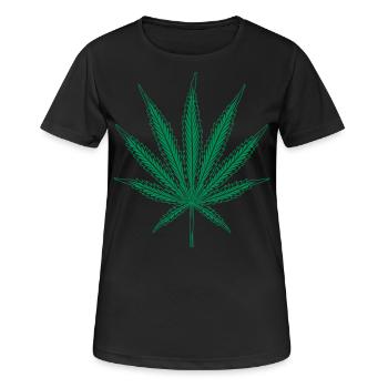 Hanf Blatt mit vielen Details - Frauen T-Shirt atmungsaktiv - Schwarz - Vorne - AI Model Female 172 light (172cm)