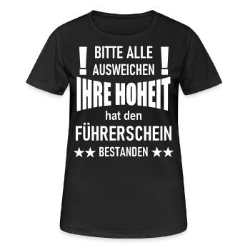 Führerschein bestanden - Frauen T-Shirt atmungsaktiv - Schwarz - Vorne - AI Model Female 172 light (172cm)