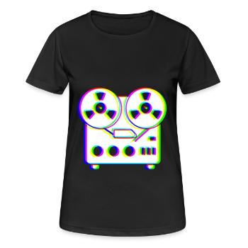 EDM Tricolor - Magnétophone - Glitch - Style rave - T-shirt respirant Femme - noir - Devant - AI Model Female 172 light (172cm)