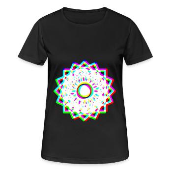 EDM Tricolore - Mandala Géométrique 2 - Glitch - T-shirt respirant Femme - noir - Devant - AI Model Female 172 light (172cm)