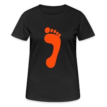 Fuß - Fuss - Fußabdruck - Fussabdruck - Spur - - Frauen T-Shirt atmungsaktiv - Schwarz - Vorne - AI Model Female 172 light (172cm)