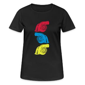 Turbo 3 er - Frauen T-Shirt atmungsaktiv - Schwarz - Vorne - AI Model Female 172 light (172cm)