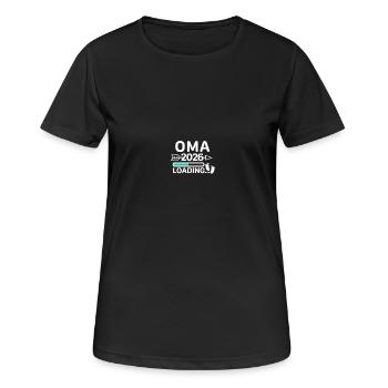 Oma 2026 Babyfüße - Frauen T-Shirt atmungsaktiv - Schwarz - Vorne - AI Model Female 172 light (172cm)