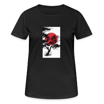 Manga-Style Dark Tree with Red Sun - Women's Breathable T-Shirt - black - Front - AI Model Female 172 light (172cm)