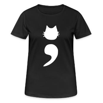Point-virgule chat - T-shirt respirant Femme - noir - Devant - AI Model Female 172 light (172cm)