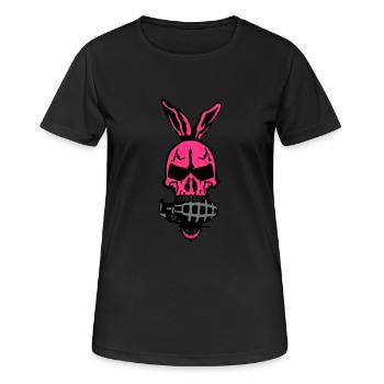 tod kaninchenohr kopf schaedel granate 1 - Frauen T-Shirt atmungsaktiv - Schwarz - Vorne - AI Model Female 172 light (172cm)