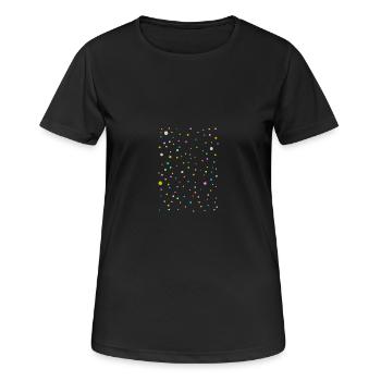 Bunte Punkte, Schön, Modisches Design - Frauen T-Shirt atmungsaktiv - Schwarz - Vorne - AI Model Female 172 light (172cm)