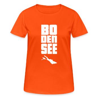 Lac de Constance - T-shirt respirant Femme - orange néon - Devant - AI Model Female 172 dark (172cm)