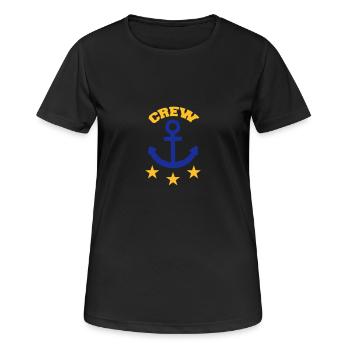 Crew - Frauen T-Shirt atmungsaktiv - Schwarz - Vorne - AI Model Female 172 light (172cm)
