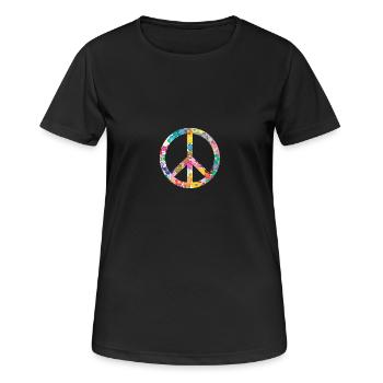Peace Flower Cadeau d’idée - T-shirt respirant Femme - noir - Devant - AI Model Female 172 light (172cm)