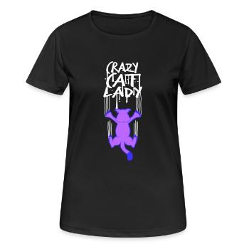 Chat fou Dame Texte Folle Femme Chats Amour - T-shirt respirant Femme - noir - Devant - AI Model Female 172 light (172cm)