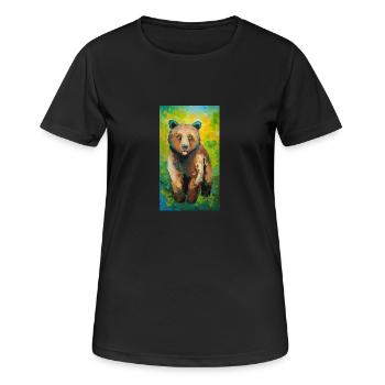 Bear Painting Bär Gemälde - Frauen T-Shirt atmungsaktiv - Schwarz - Vorne - AI Model Female 172 light (172cm)