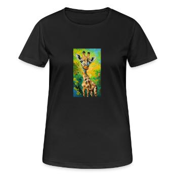 Girafe Peinture Peinture Art bande dessinée - T-shirt respirant Femme - noir - Devant - AI Model Female 172 light (172cm)