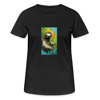 Sloth Painting Faultier Gemälde Kunst Comic Art - Frauen T-Shirt atmungsaktiv - Schwarz - Vorne - AI Model Female 172 light (172cm)