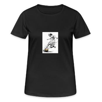 Dynamique Noir Et Blanc Joueur De Football Fussballer - T-shirt respirant Femme - noir - Devant - AI Model Female 172 light (172cm)