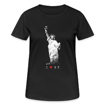 I Love NY New York Freiheitsstatue USA Skyline NYC - Frauen T-Shirt atmungsaktiv - Schwarz - Vorne - AI Model Female 172 light (172cm)