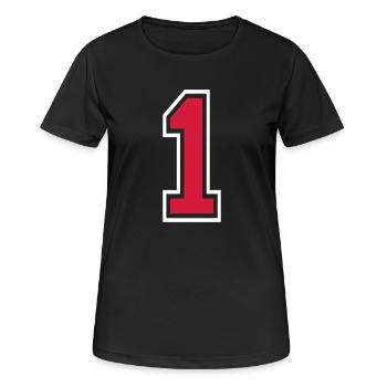Zahl Eins - 1 - Frauen T-Shirt atmungsaktiv - Schwarz - Vorne - AI Model Female 172 light (172cm)