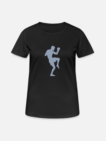 Boxer silhouette, powerful martial arts design - Women's Breathable T-Shirt - black
