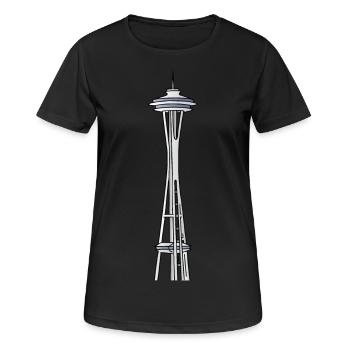 "Space Needle" in Seattle - Women's Breathable T-Shirt - black - Front - AI Model Female 172 light (172cm)