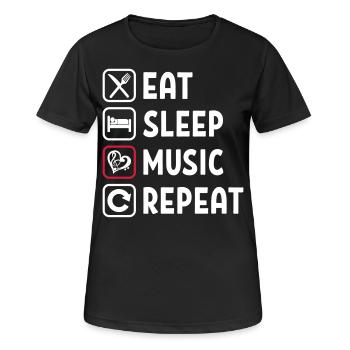 Eat Sleep Music Repeat - Frauen T-Shirt atmungsaktiv - Schwarz - Vorne - AI Model Female 172 light (172cm)