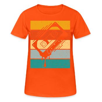 Dripping Cassette Tape Retro - Women's Breathable T-Shirt - neon orange - Front - AI Model Female 172 dark (172cm)