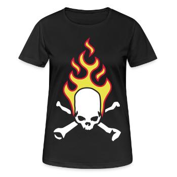 fire_skull_bones_b_3c - Frauen T-Shirt atmungsaktiv - Schwarz - Vorne - AI Model Female 172 light (172cm)