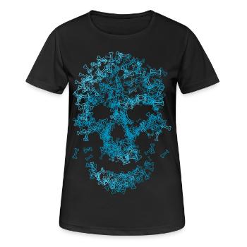 Totenkopf aus Knochen - Frauen T-Shirt atmungsaktiv - Schwarz - Vorne - AI Model Female 172 light (172cm)
