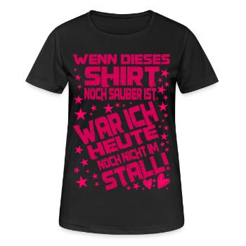 Mein Shirt ist sauber? Dann war ich nicht im stall - Frauen T-Shirt atmungsaktiv - Schwarz - Vorne - AI Model Female 172 light (172cm)