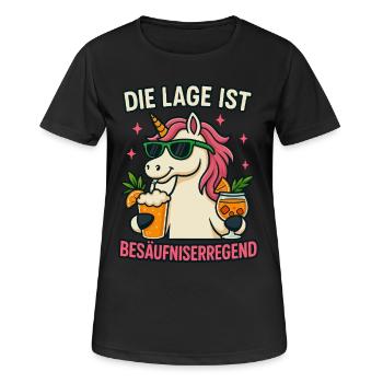 Party Spruch - Einhorn - Frauen T-Shirt atmungsaktiv - Schwarz - Vorne - AI Model Female 172 light (172cm)
