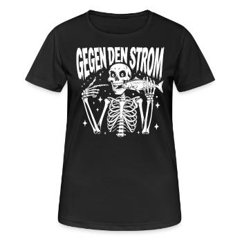 Against the Tide Skeleton with Fish black/white - Women's Breathable T-Shirt - black - Front - AI Model Female 172 light (172cm)