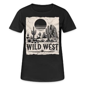 Wilder Westen - Frauen T-Shirt atmungsaktiv - Schwarz - Vorne - AI Model Female 172 light (172cm)