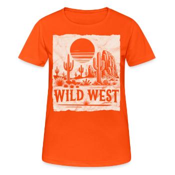 Wilder Westen - Frauen T-Shirt atmungsaktiv - Neonorange - Vorne - AI Model Female 172 dark (172cm)