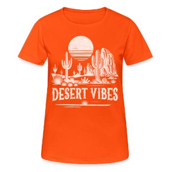 Wüsten-Vibes - Frauen T-Shirt atmungsaktiv - Neonorange - Vorne - AI Model Female 172 dark (172cm)