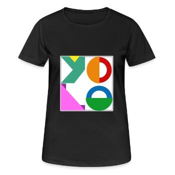T-Shirt Kunst Bunt Yolo - Frauen T-Shirt atmungsaktiv - Schwarz - Vorne - AI Model Female 172 light (172cm)
