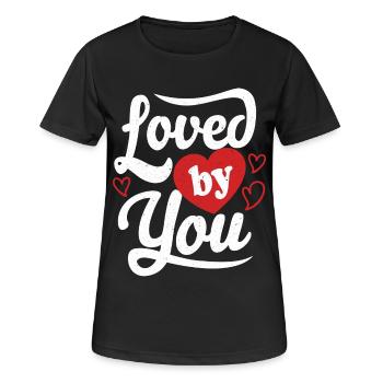 Loved By You Valentinstag Geschenk Liebe - Frauen T-Shirt atmungsaktiv - Schwarz - Vorne - AI Model Female 172 light (172cm)