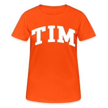 Tim - Frauen T-Shirt atmungsaktiv - Neonorange - Vorne - AI Model Female 172 dark (172cm)