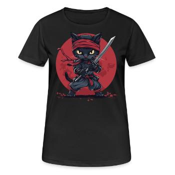 Ninja Cat - Women's Breathable T-Shirt - black - Front - AI Model Female 172 light (172cm)
